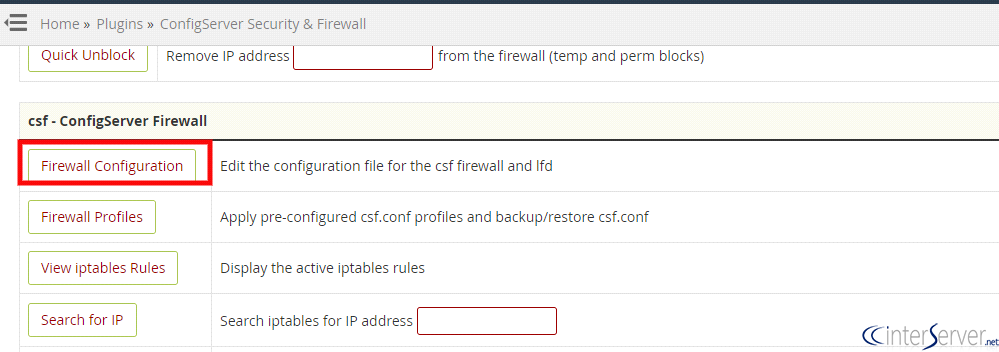 Configure CSF