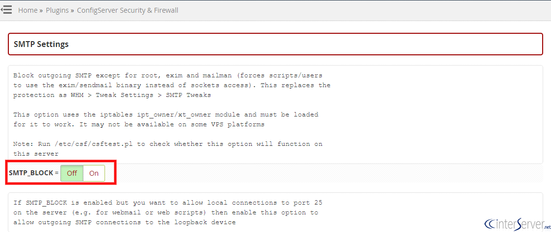 Configure CSF