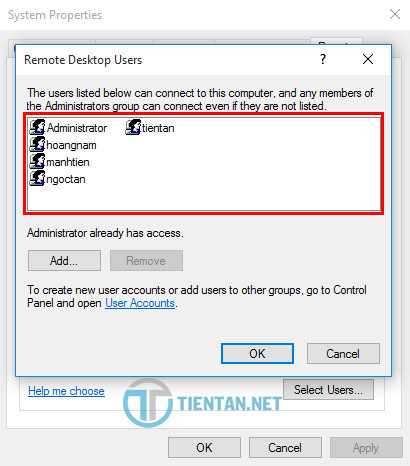 cho phép nhiều người cùng remote desktop đến máy tính Windows 10
