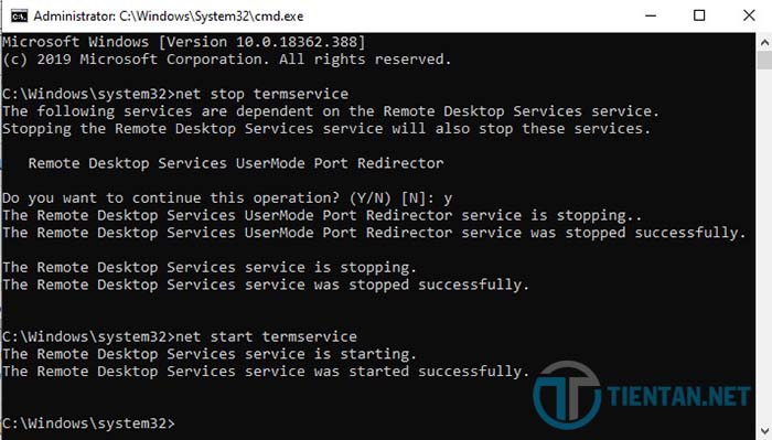 Bật dịch vụ Remote Desktop bằng lệnh