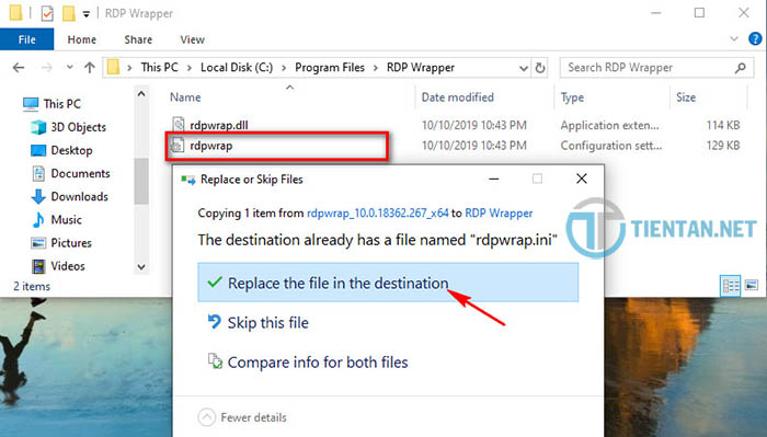 Replace file rdpwrap.ini trên Win 10 1903